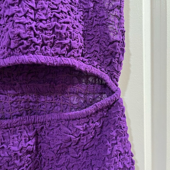 NWT free people purple Scarlett smocked mini dress with front cutout - Picture 4 of 9